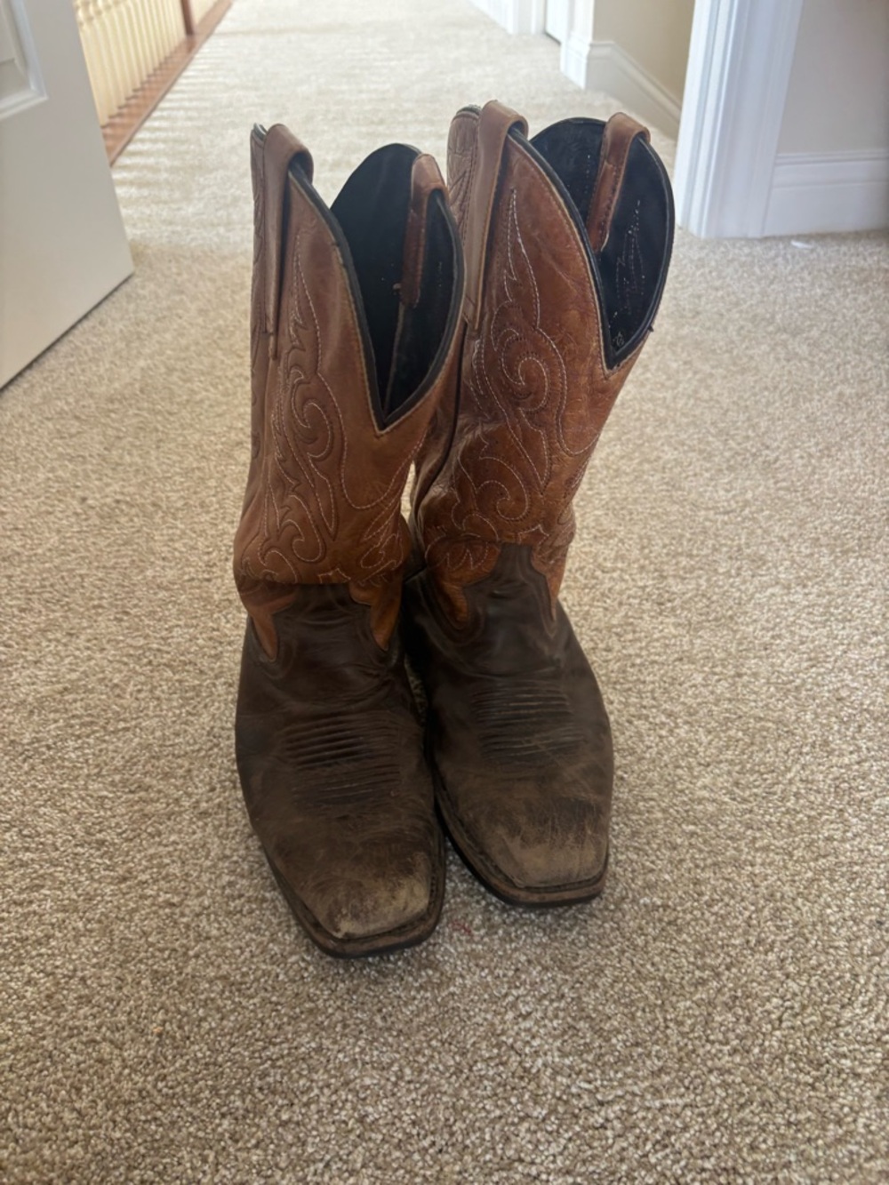 Brown Two-Tone Leather Cowboy Boots
